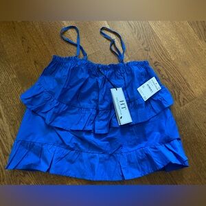 Brand New HT360 Collective Tiered Ruffle Cotton Camisole Blue Size XS